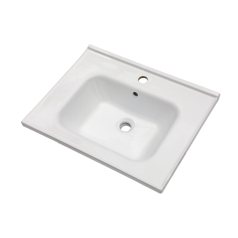 Plateau de meuble-lavabo simple blanc 23,63 "x 18,63" avec 1 trou de robinet et trop-plein (lavabo seulement)