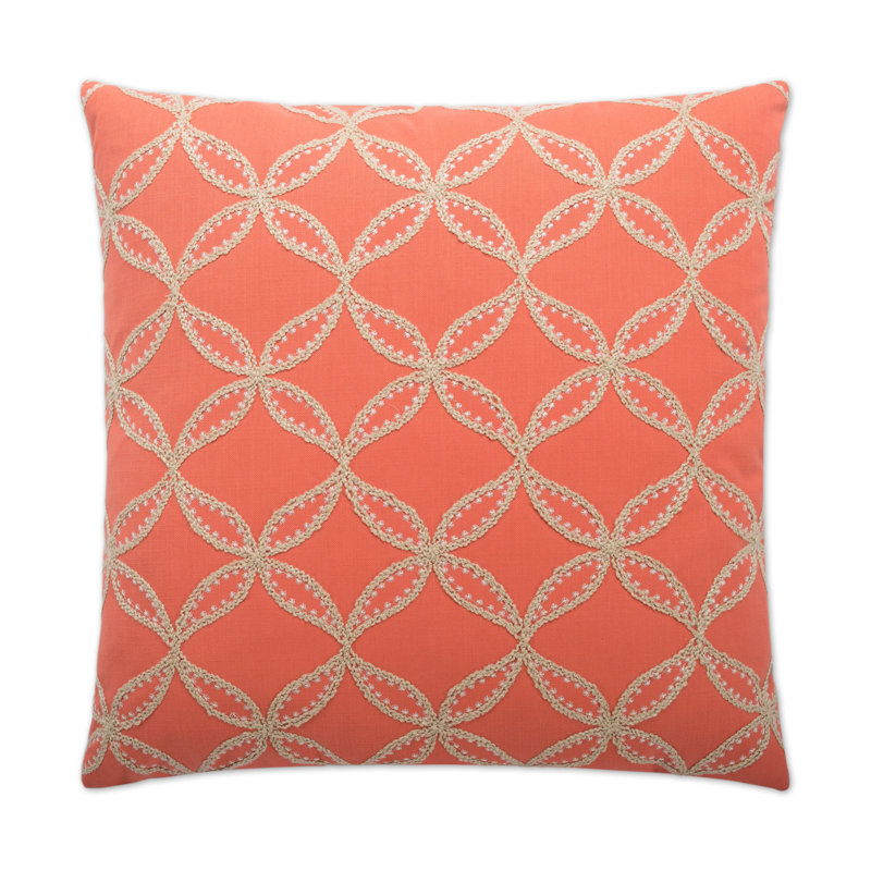 Tanjib Embroidered Throw Pillow, Salmon, Square 24"