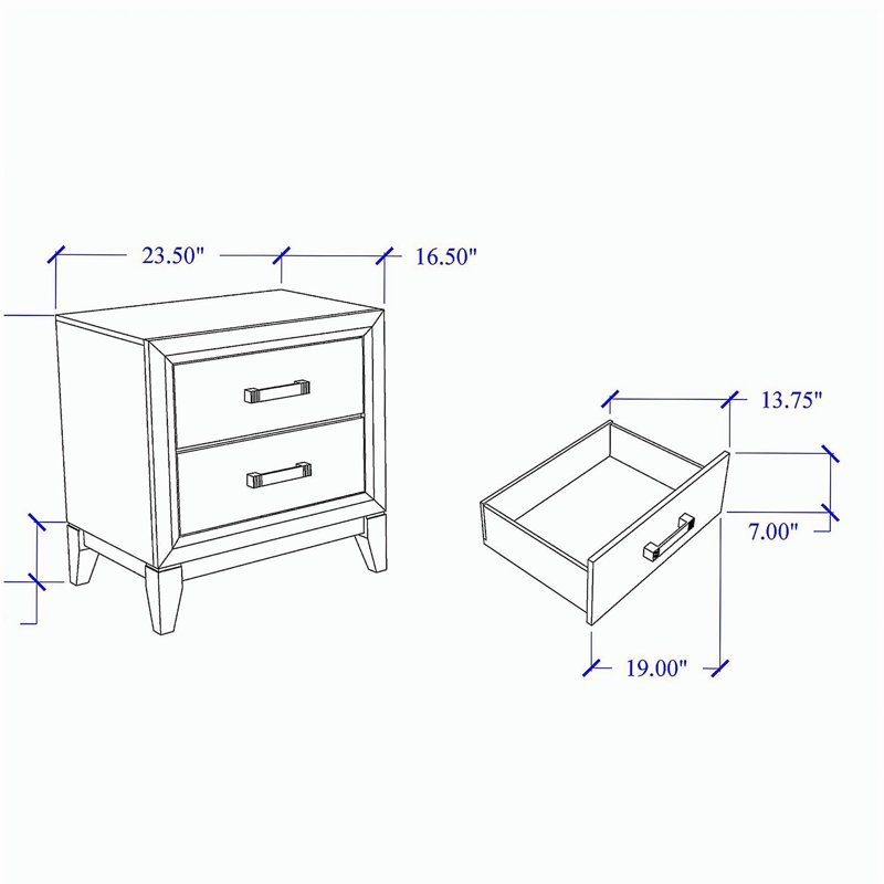 Table de chevet blanche Mirage, Blanc/Noir