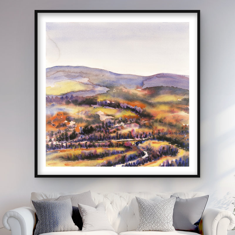 Beautiful Hills - reproduction encadrée avec passe-partout pour la décoration intérieure