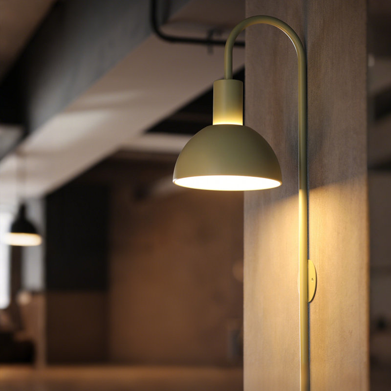 26" Modern Plug-In Wall Sconce with Metal Dome Shade, E26 Base, Easy Installation, Indoor Wall Light, Sage Green, Green