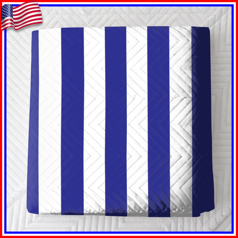 Blue White Stripes Bedding Stripes Bedspread Pattern, Queen