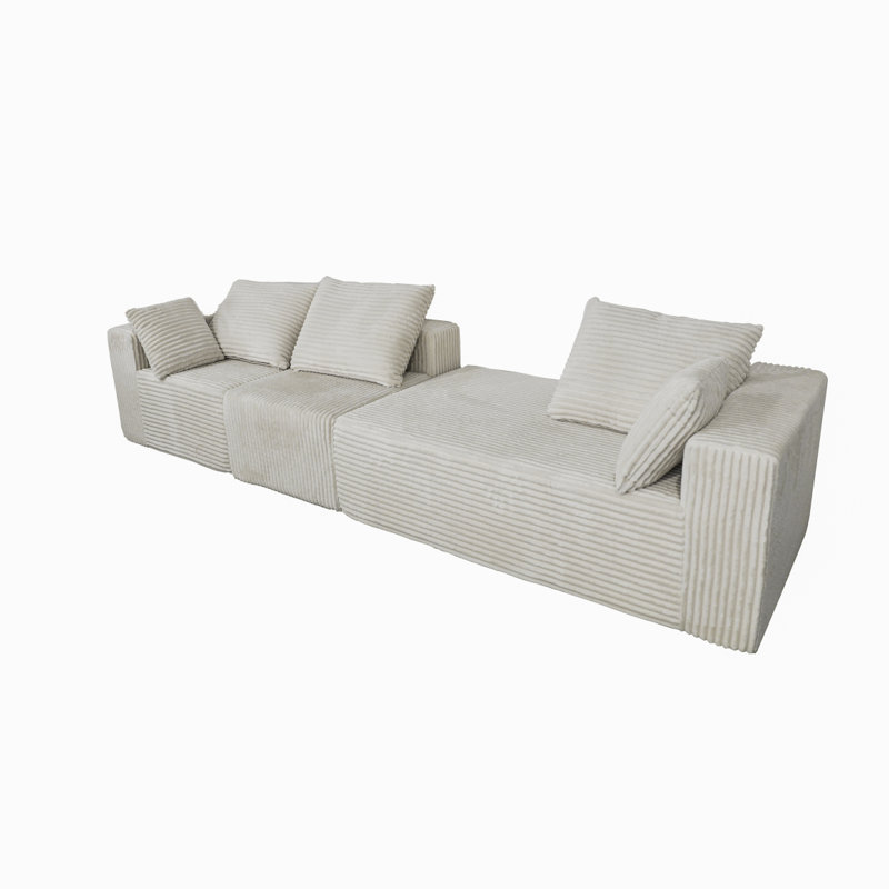 Canapé d'angle, canapé modulaire, canapé-lit, canapé-lit, fabriqué en éponge haute densité et tissu moelleux doux, avec plusieurs combinaisons disponibles (gris)