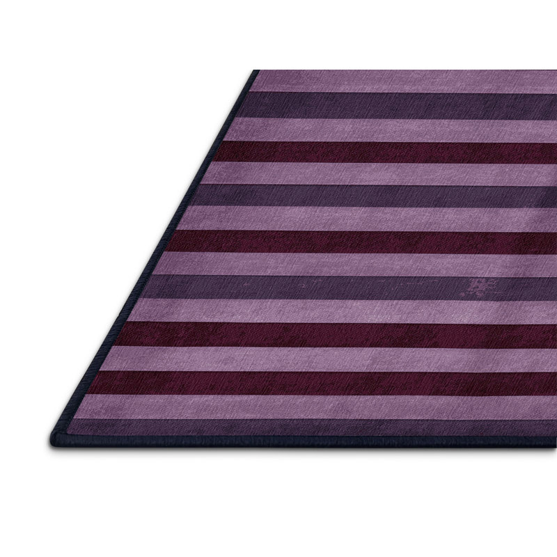 Machine Washable Horizontal Stripes Purple Area Rug