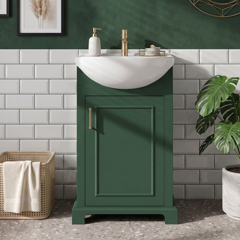 Meuble-lavabo de 20 po avec lavabo, tablette et porte, Vert