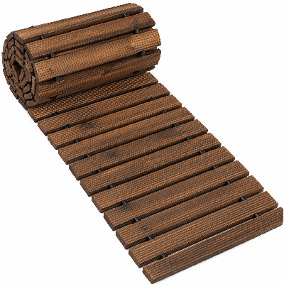 Dark Brown 1.4 ft. x 24 ft. Roll-Up Wooden Garden Pathway, Extra-Long Slatted Walkway for Side Yard, Backyard, Raised Beds, Garden and Patio