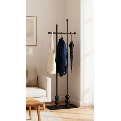 Freestanding Metal Coat Rack With Heavy Marble Base - Modern Clothes & Hat Stand For Entryway, Home Office, Hotel Lobby - Sturdy, Durable, Minimalist Design
