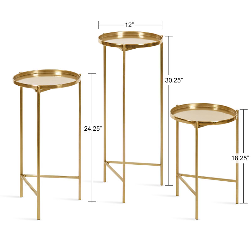 Quince 3 - Piece Living Room Table Set, Gold