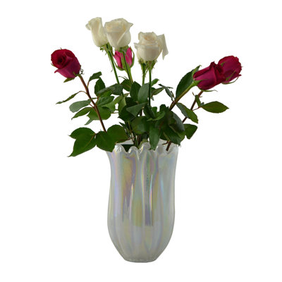 Iridescent Glass Vase –  10" Tall Decorative Flower Vase