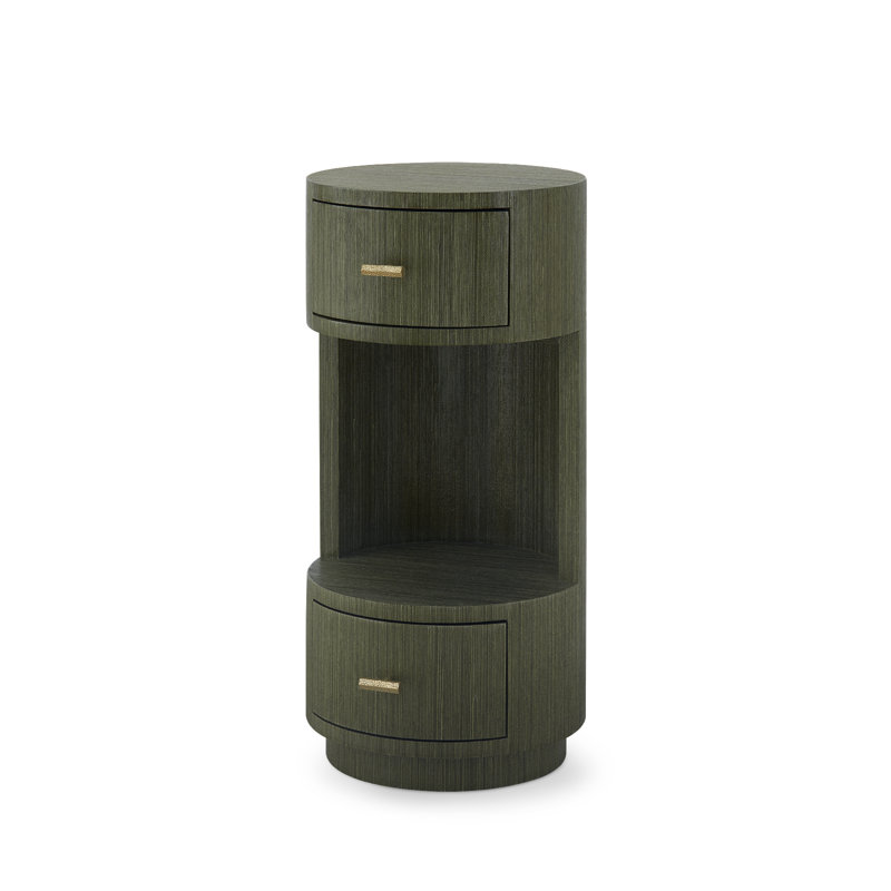 Aaron 2-Drawer End Table, Deep Olive