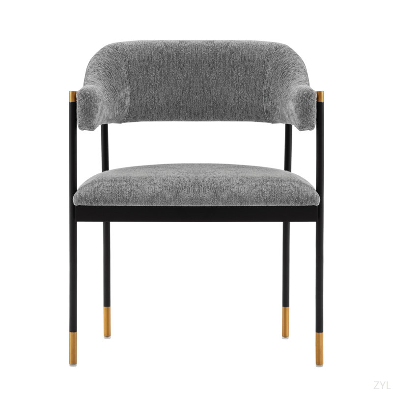 Fauteuil en chenille de métal gris Lia