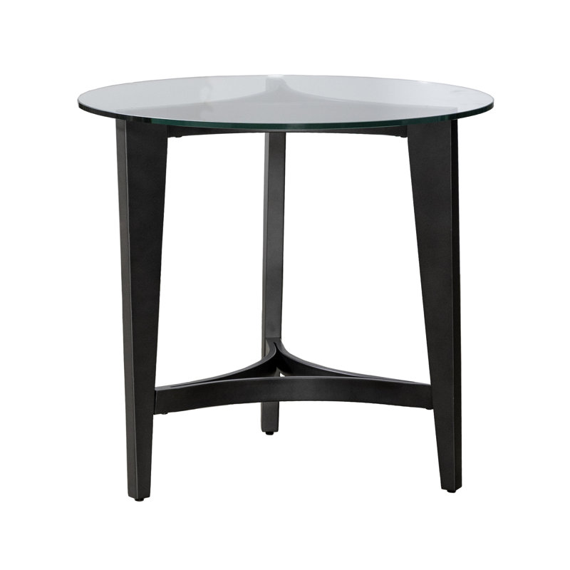 Table de bout ronde Almeida avec plateau en verre