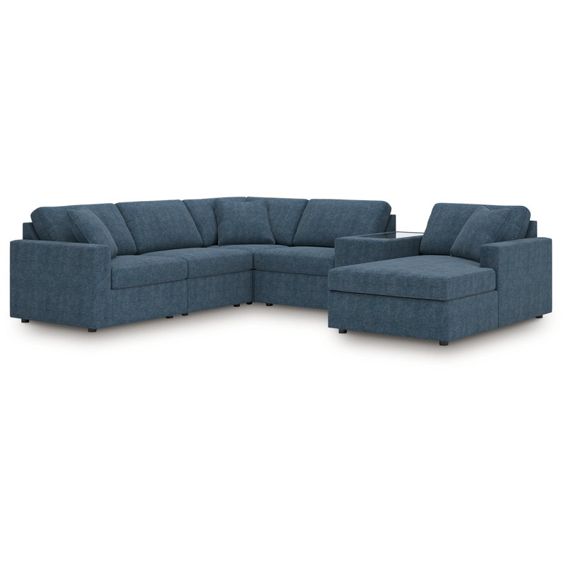 Canapé modulaire 6 pièces avec méridienne Modmax, Orienté à droite, Polyester bleu marine