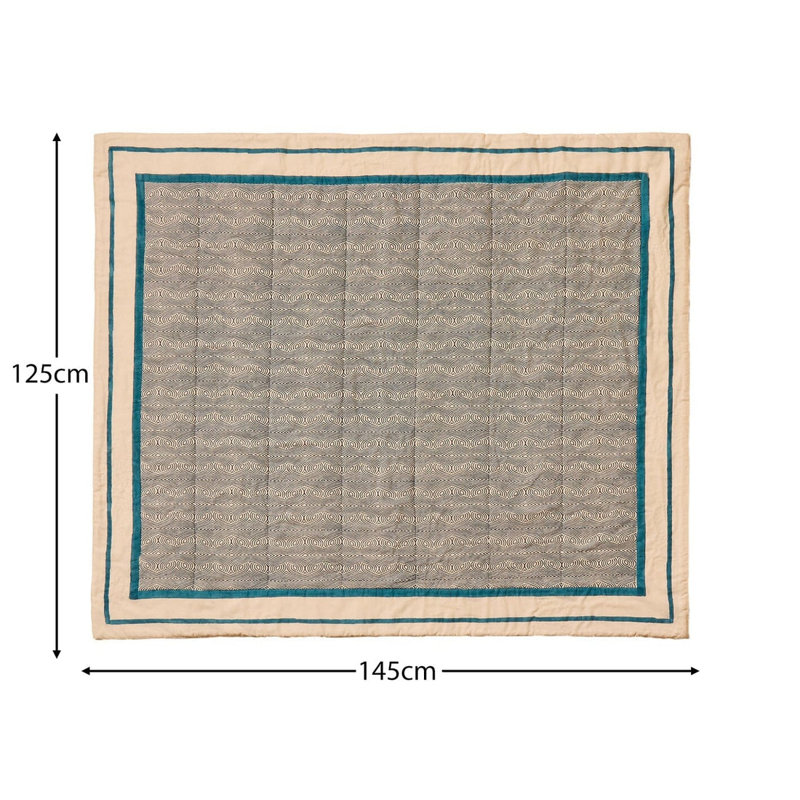 Ludington Cotton Blend Abstract Bedspread, Teal