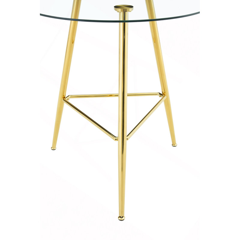 Table de bar d'une hauteur de 36 po, table de pub ronde en verre trempé de 34 po avec pieds en métal chromés et table de bistro moderne pour îlot de cuisine / bar / café