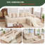Canapé modulaire en velours côtelé convertible 10-en-1, canapé d'angle et canapé-lit, poche latérale, sans assemblage, conception modulaire en forme de L, 6 coussins, beige-621196776