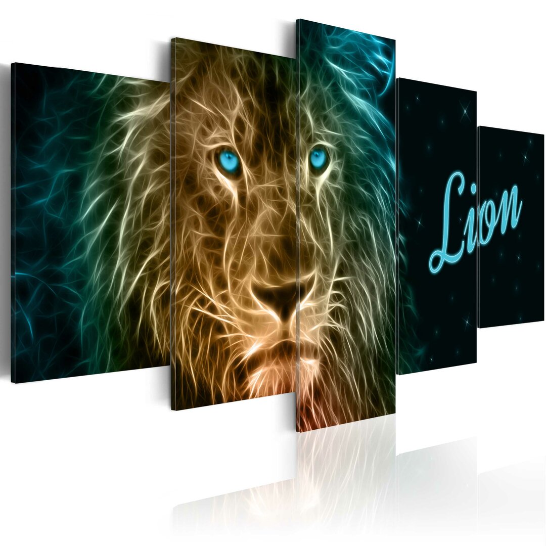 5-tlg. Leinwandbilder-Set Gold Lion