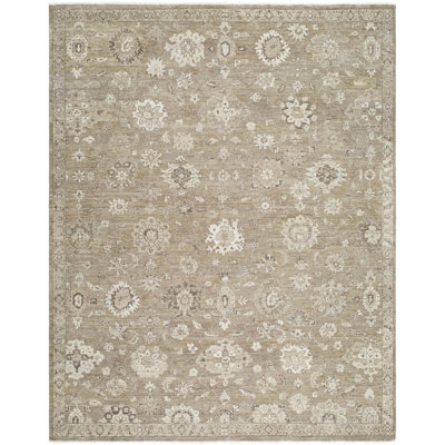 Anatolia Hand Knotted Wool Ikat Area Rug in Beige