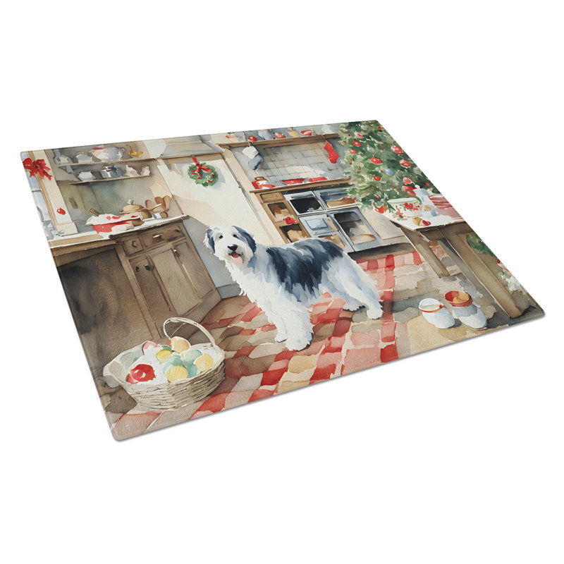 Planche à découper en verre Old English Sheepdog