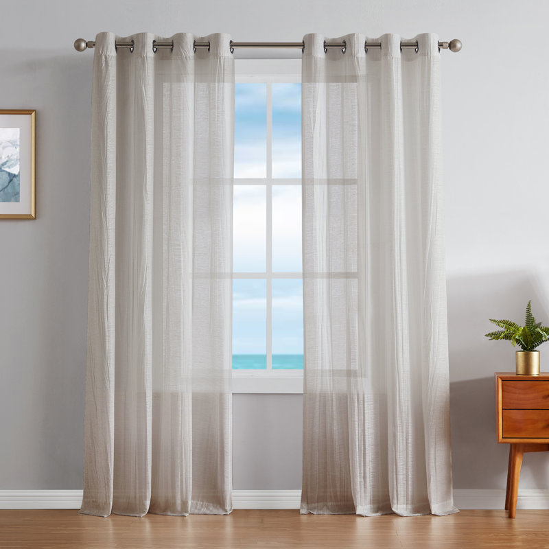 Nautica Cordelia Crushed Sheer Window Curtains, Taupe, 52" W x 108" L