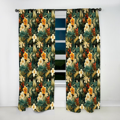 Tropical Greens Warm Earth Tones II - Rideau tropical - Velours obscurcissant - 1 panneau