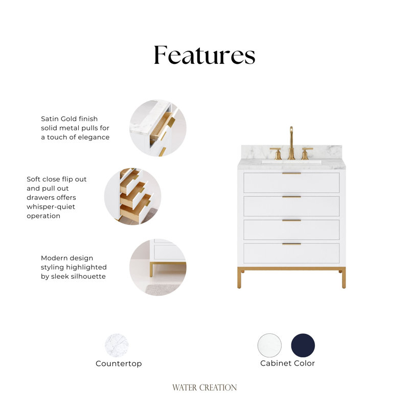 30'' W Single Vanity, Pure White, No, 30"