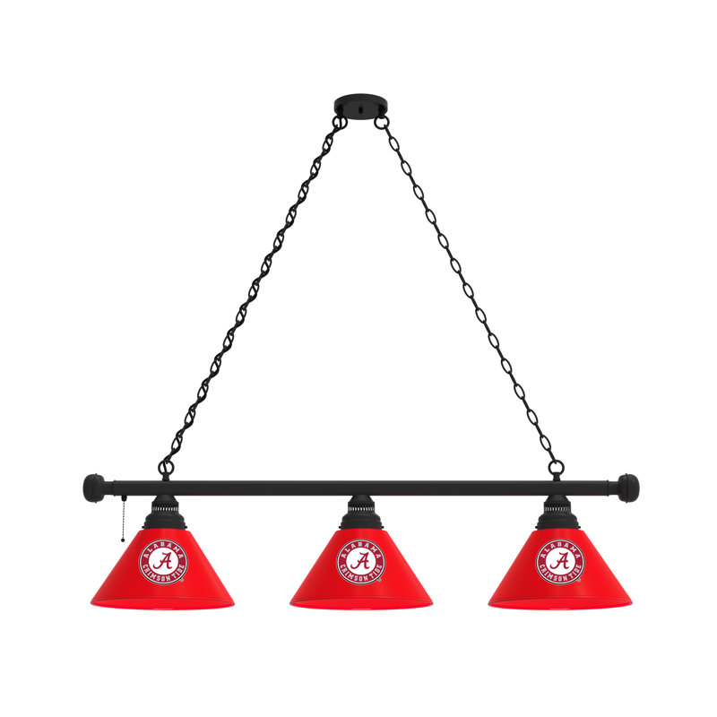 3 - Light Pool Table Lights Pendant, Black, Alabama Crimson Tide