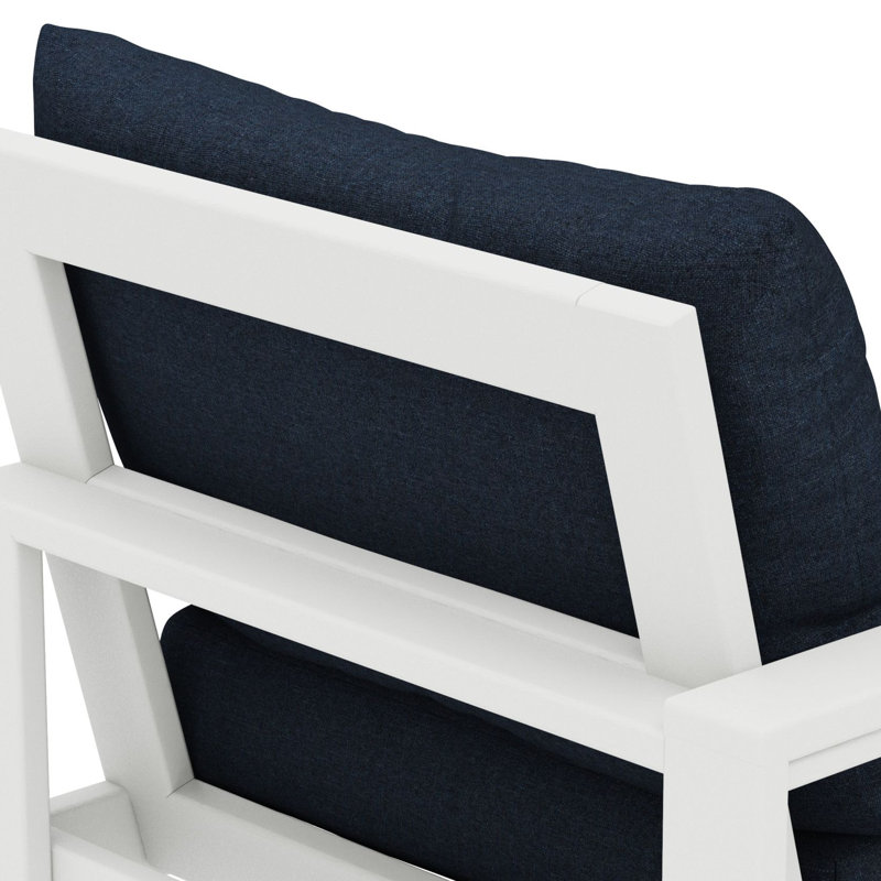 Chaise gauche modulaire POLYWOOD® Edge, Indigo marin, Blanc