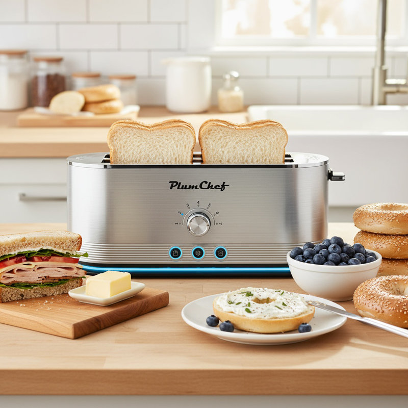 Stainless Steel 4-Slice Toaster With Anti-Jam Slot And Defrost/Reheat, 7 Browning Settings