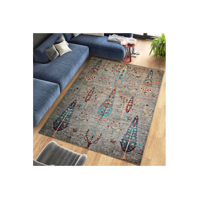 Tapis gris lavable décoratif à motif gris, Sous-tapis rectangulaire 4 pi 7 po x 6 pi 7 po inc