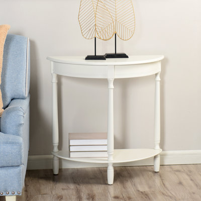 Tinsle Collection Half Moon Console Table with Storage Shelf End Table - Honeynut