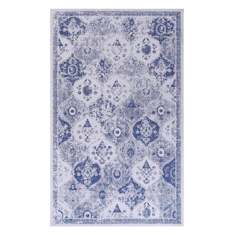5X8 Area Rug In Blue - Washable, Non-Slip, For Bedroom, Hallway, Kitchen, Living Room & Pet Enchanting Floor Soft, Machine Washable Room, Entryway Approved