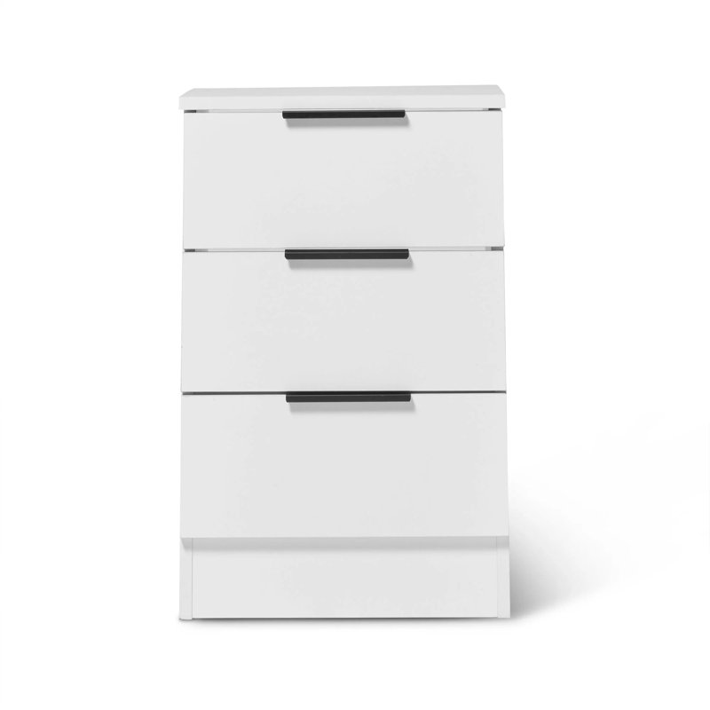 Glenhaven 40cm W Manufactured Wood Bedside Table, White, Black, 1