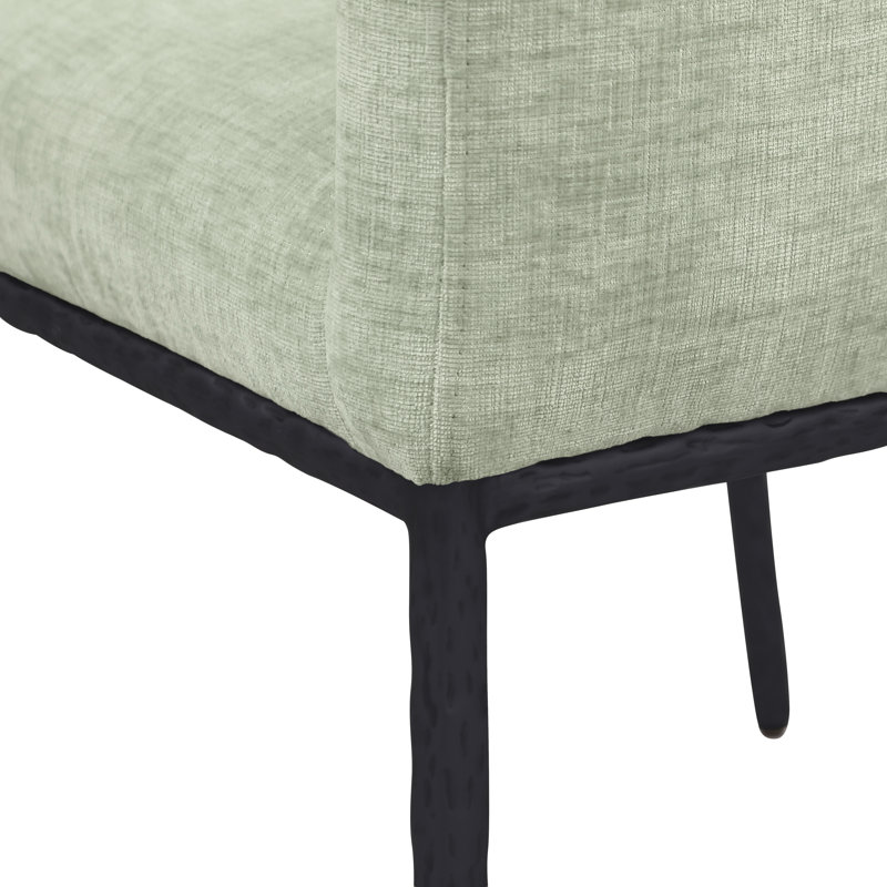Chaise en chenille Reeves, Noir mat, Tissu chenille menthe