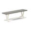 L'ensemble 6 pièces de table de salle à manger Mid Century contient une table de salle à manger en ciment, un banc en bois et 4 chaises de cuisine en tissu de lin beige clair avec dossier capitonné - Lin brossé blanc-1928200843