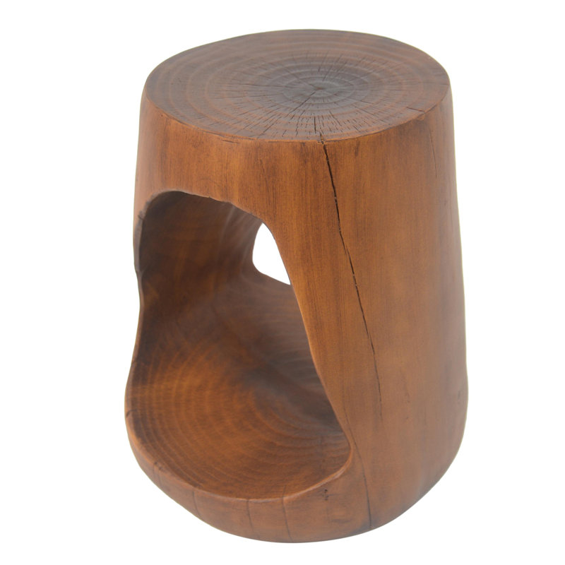 MGO Hollow Side Table, Wood-like texture, Brown
