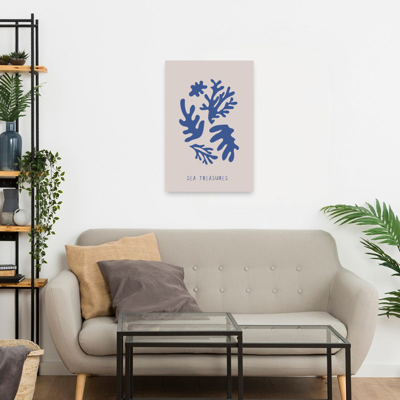Abstrait, trésors de la mer, minimaliste, nature organique, océan, art mural, 24" H x 16" W