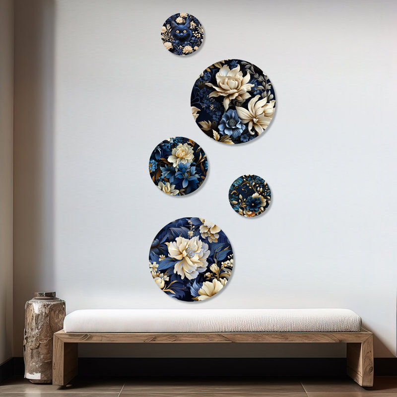 Claudia - ensemble de 5 reproductions d'art floral