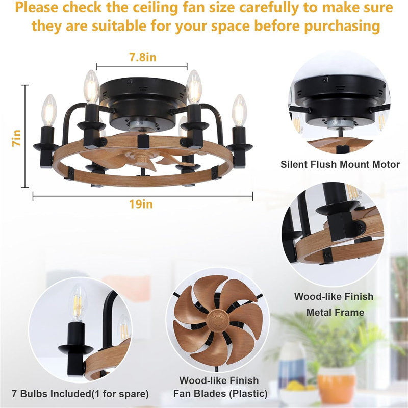 Ventilateurs de plafond à intensité variable avec lumières et télécommande