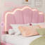 Lit tapissier en forme de fleur win win, tête de lit Elegant Flowers avec bande lumineuse à DEL, lit plateforme en tissu Sherpa avec support à lattes en bois, rose 