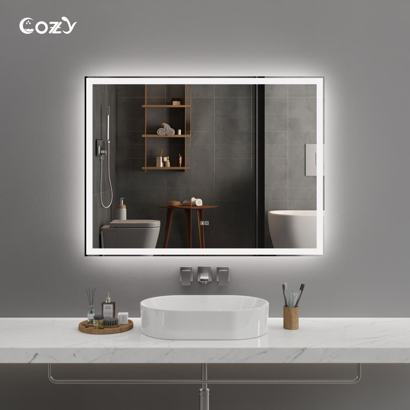 Miroir de salle de bain à DEL innovant avec éclairage réglable et technologie antibuée, 48 po x 60 po