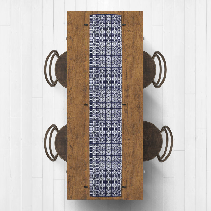 Artis Geometric Table Runner, 72" L x 16" W, Navy Blue
