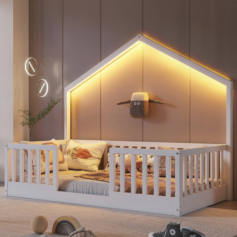 Lit sur pied avec rails hauts, Simple, Blanc