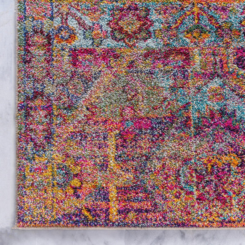 Ector Abstract Yellow/Red/Orange Area Rug, Rectangle 5'1" x 8'