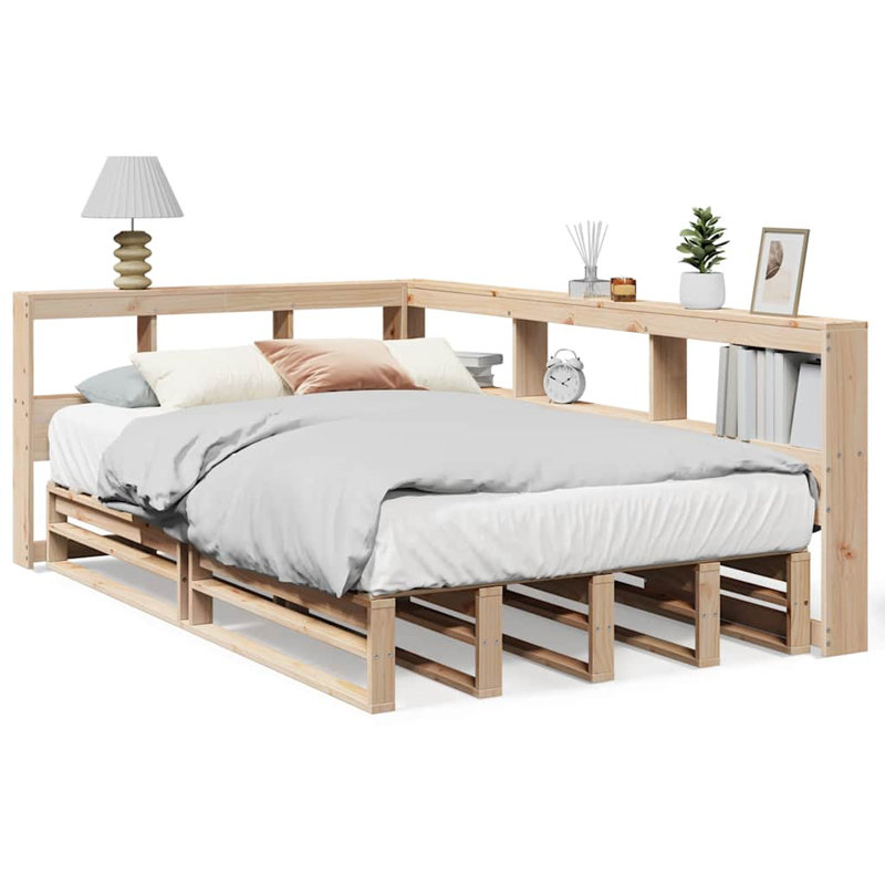 Solid Wood Storage Bed, Small Double (4'), Brown