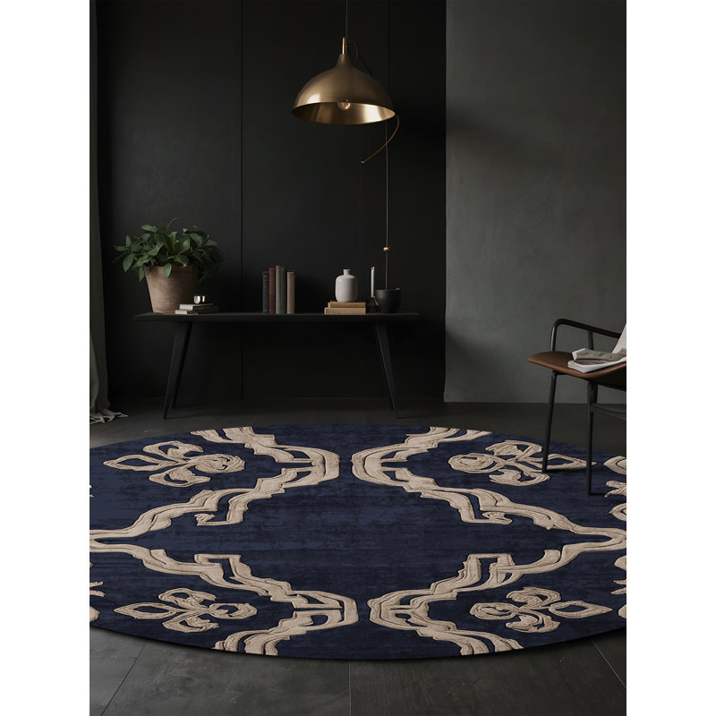 Machine Washable Gray Area Rug, Round 6'