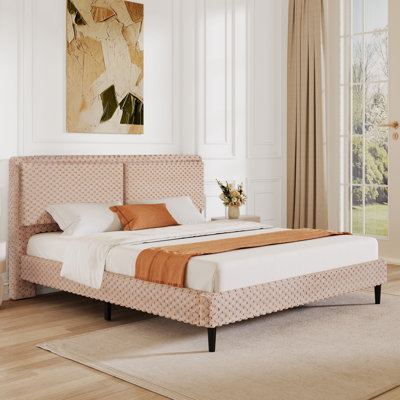 Simple Modern Plush Soft Bed Comfortable Backrest Bedroom Bed, King, Camel