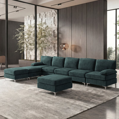 Repose-pieds modulaire rembourré surdimensionné à 8 places pour 3 personnes