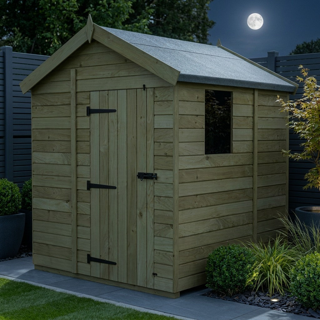 Total Sheds 6ft x 5ft Apex Garden Shed - Single Door - With Windows - Pressure Treated Timber - UK Manufactured