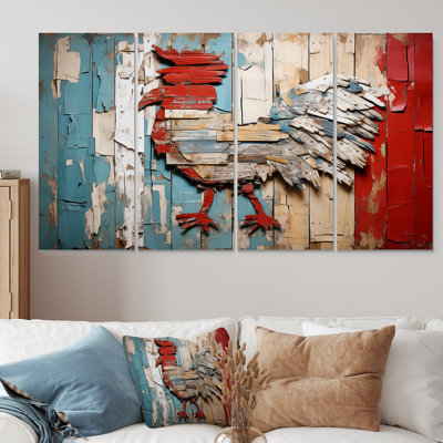 Ensemble d'art mural 4 pièces Rustic Rooster